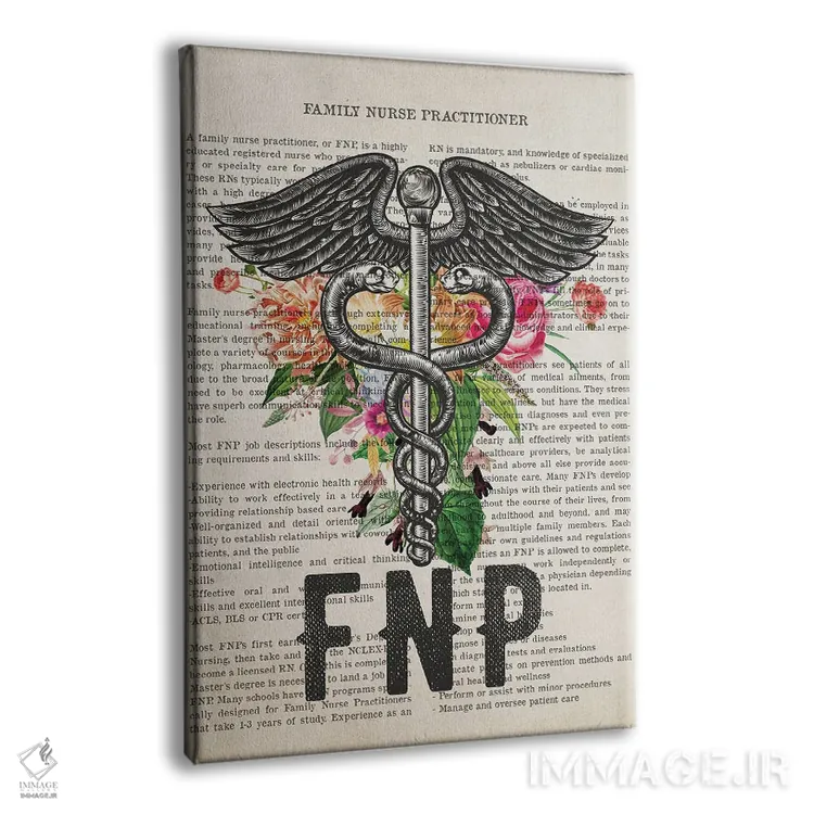 تابلو پرستار خانواده (FNP) همراه با گلها اثر پیکسل کهنه (استودیو/نام هنری) - نمای پرسپکتیو محصول