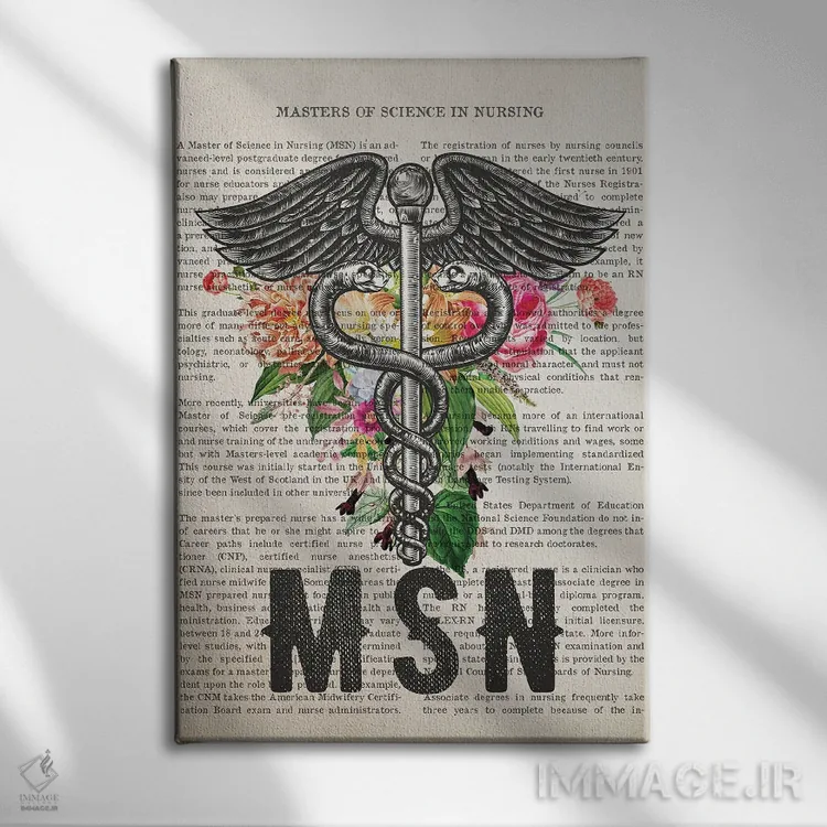 تابلو کارشناسی ارشد پرستاری (MSN) همراه با گلها اثر پیکسل کهنه (استودیو/نام هنری) - نمای روبهرو روی دیوار