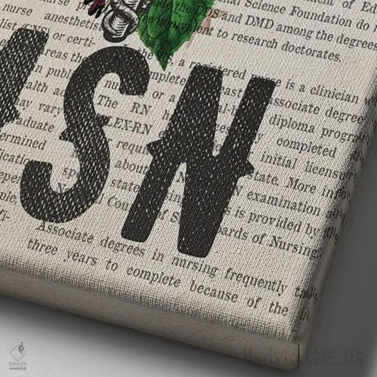 تابلو کارشناسی ارشد پرستاری (MSN) همراه با گلها اثر پیکسل کهنه (استودیو/نام هنری) - نمای نزدیک بافت بوم
