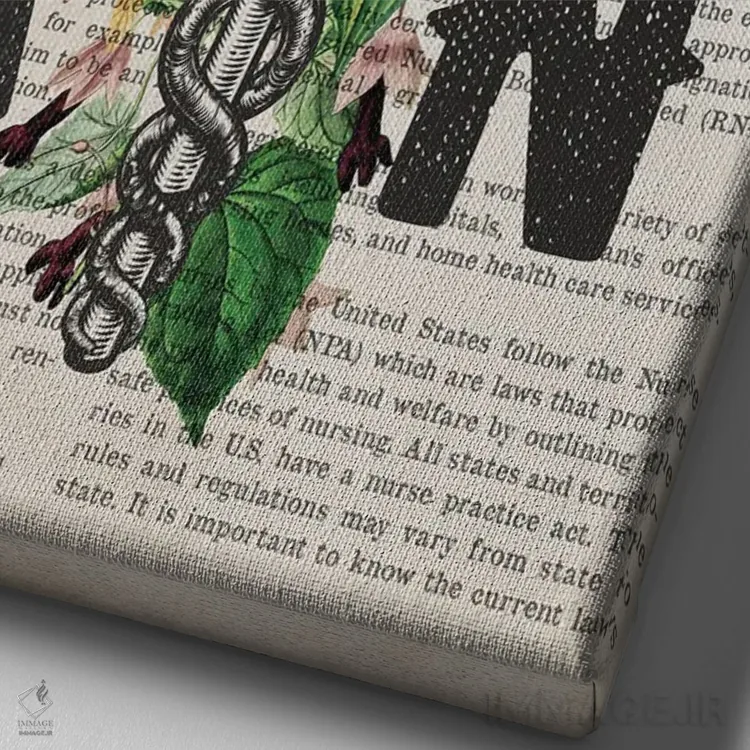 تابلو پرستار ثبتشده (RN) همراه با گلها اثر پیکسل کهنه (استودیو/نام هنری) - نمای نزدیک بافت بوم