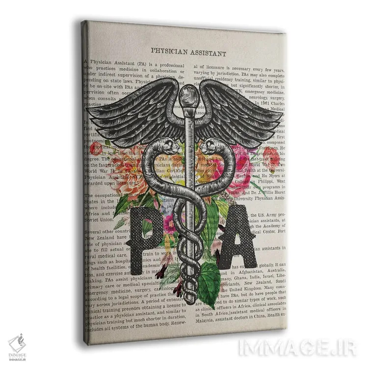 تابلو دستیار پزشک (PA) همراه با گلها اثر پیکسل کهنه (استودیو/نام هنری) - نمای پرسپکتیو محصول
