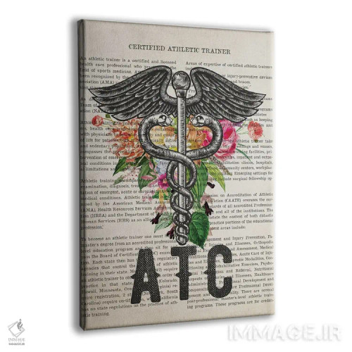 تابلو مربی ورزشی دارای گواهی (ATC) همراه با گلها اثر پیکسل کهنه (استودیو/نام هنری) - نمای پرسپکتیو محصول