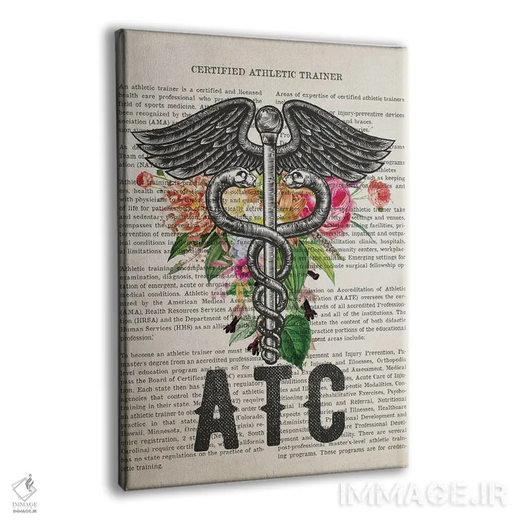 تابلو مربی ورزشی دارای گواهی (ATC) همراه با گلها اثر پیکسل کهنه (استودیو/نام هنری) - نمای پرسپکتیو محصول