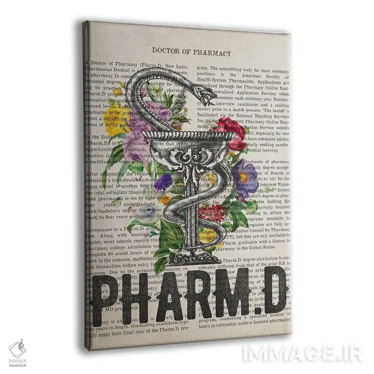 تابلو دکترای داروسازی (PharmD) همراه با گلها اثر پیکسل کهنه (استودیو/نام هنری) - نمای پرسپکتیو محصول
