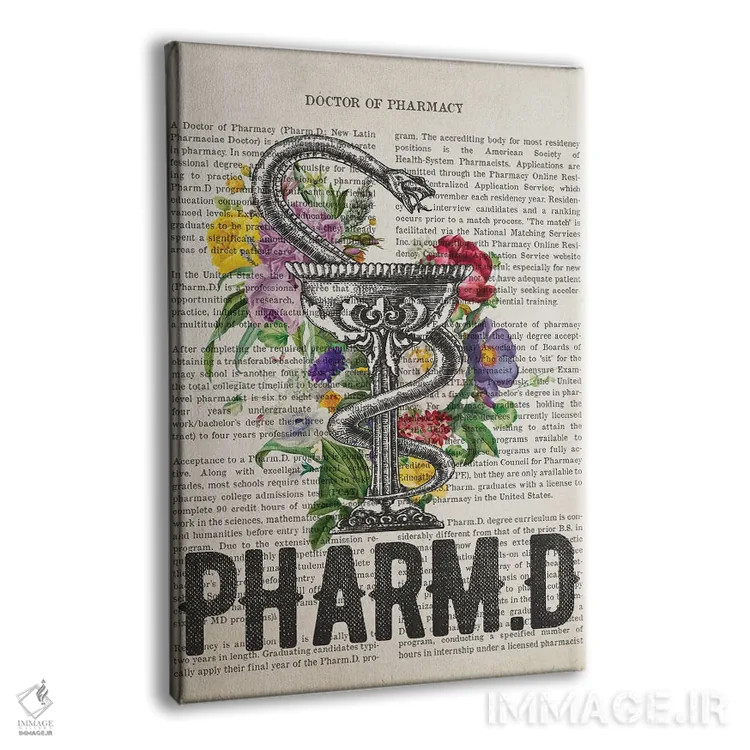 تابلو دکترای داروسازی (PharmD) همراه با گلها اثر پیکسل کهنه (استودیو/نام هنری) - نمای پرسپکتیو محصول