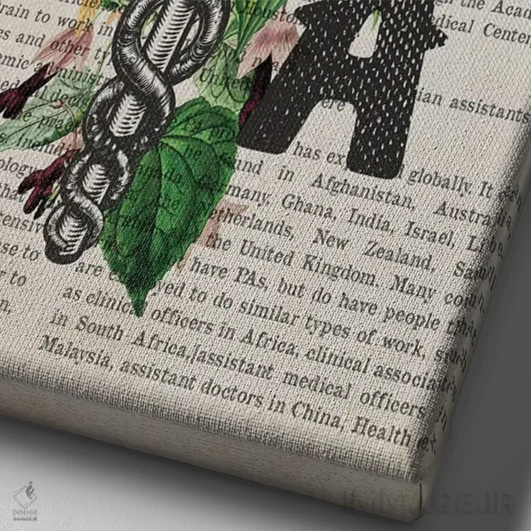 تابلو دستیار پزشک (PA) همراه با گلها اثر پیکسل کهنه (استودیو/نام هنری) - نمای نزدیک بافت بوم