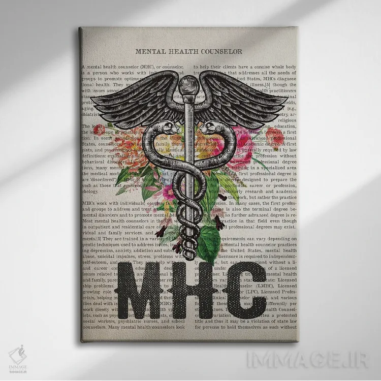 تابلو مشاور سلامت روان (MHC) همراه با گلها اثر پیکسل کهنه (استودیو/نام هنری) - نمای روبهرو روی دیوار