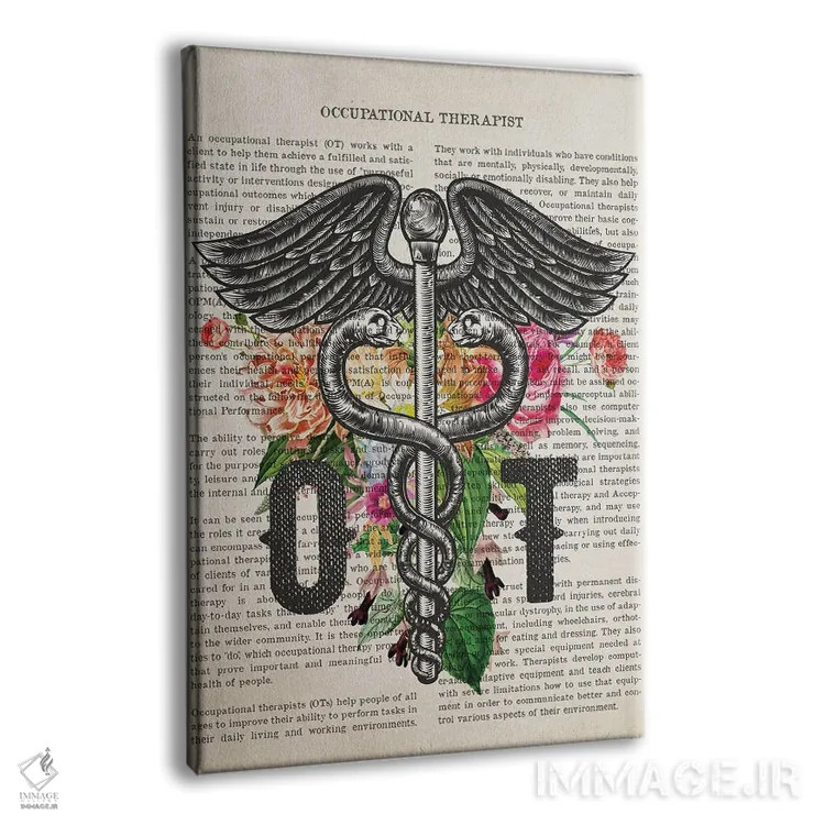 تابلو چاپ کاردرمانگر (OT) با گلها اثر پیکسل کهنه (استودیو/نام هنری) - نمای پرسپکتیو محصول