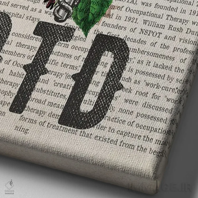 تابلو دکترای کاردرمانی (OTD) با گلها اثر پیکسل کهنه (استودیو/نام هنری) - نمای نزدیک بافت بوم