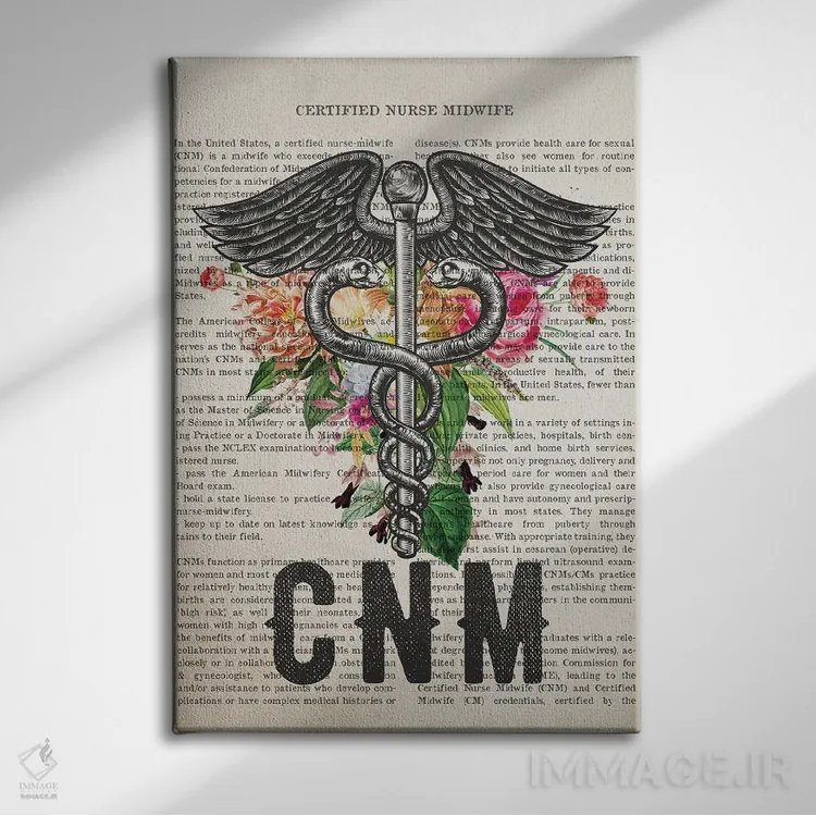 تابلو ماما پرستار دارای گواهی (CNM) همراه با گلها اثر پیکسل کهنه (استودیو/نام هنری) - نمای روبهرو روی دیوار