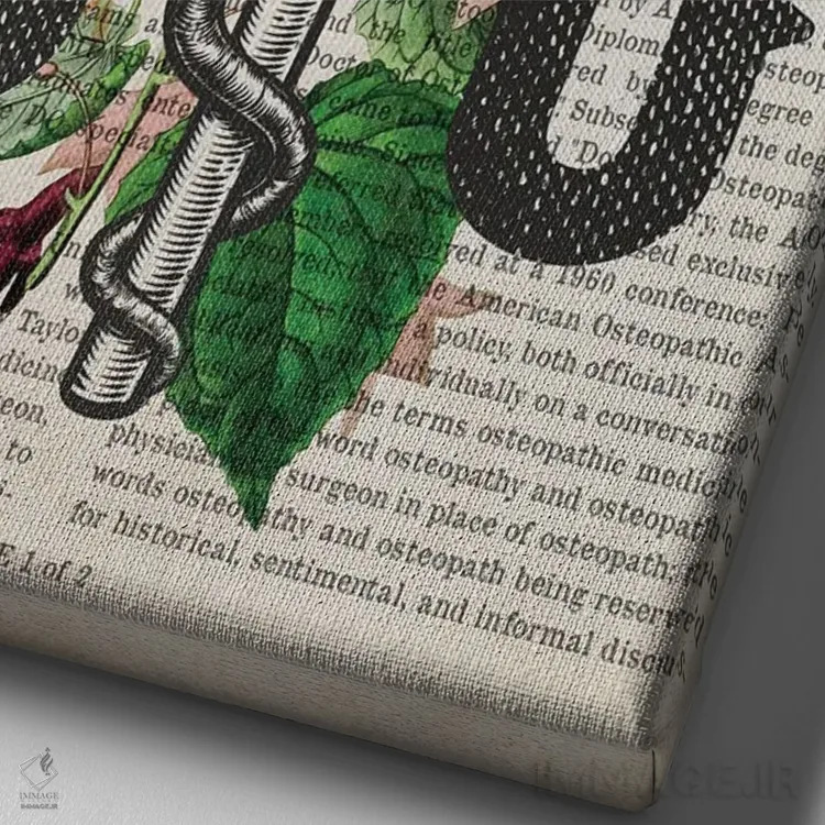 تابلو دکترای استئوپاتی (DO) همراه با گلها اثر پیکسل کهنه (استودیو/نام هنری) - نمای نزدیک بافت بوم