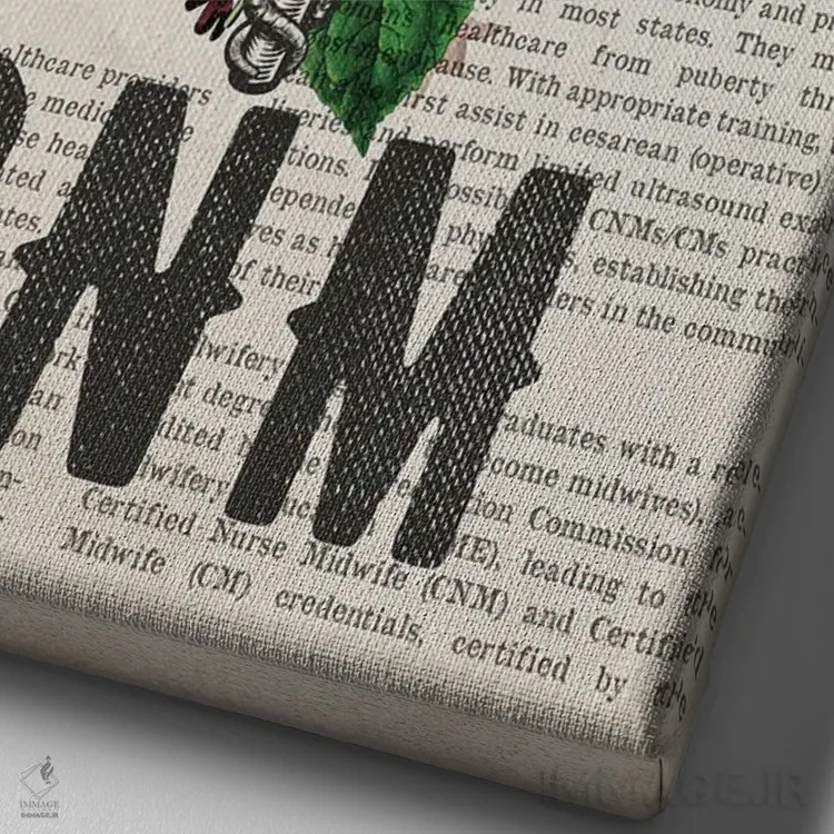 تابلو ماما پرستار دارای گواهی (CNM) همراه با گلها اثر پیکسل کهنه (استودیو/نام هنری) - نمای نزدیک بافت بوم