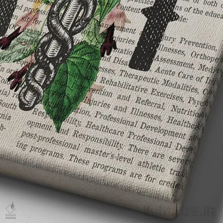 تابلو مربی ورزشی (AT) همراه با گلها اثر پیکسل کهنه (استودیو/نام هنری) - نمای نزدیک بافت بوم