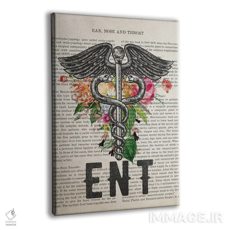 تابلو چاپ دکتر گوش، حلق و بینی (ENT) با گلها اثر پیکسل کهنه (استودیو/نام هنری) - نمای پرسپکتیو محصول