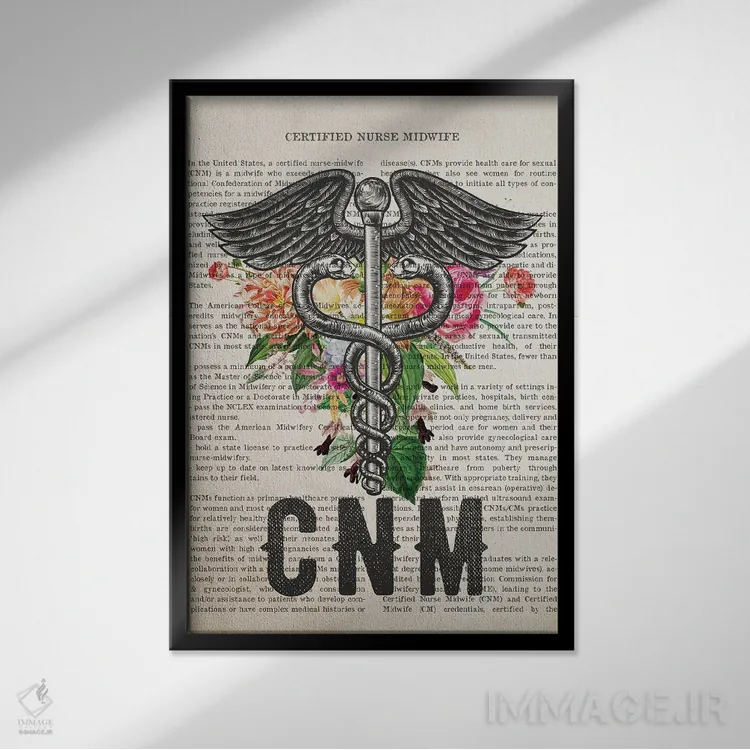 تابلو ماما پرستار دارای گواهی (CNM) همراه با گلها اثر پیکسل کهنه (استودیو/نام هنری) - نمای قابدار مشکی