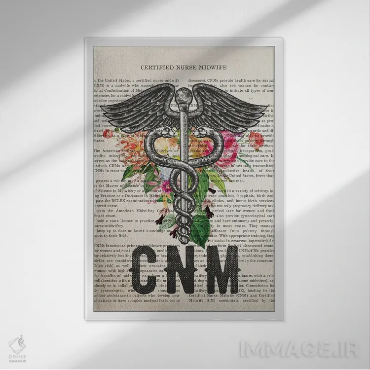تابلو ماما پرستار دارای گواهی (CNM) همراه با گلها اثر پیکسل کهنه (استودیو/نام هنری) - نمای قابدار سفید