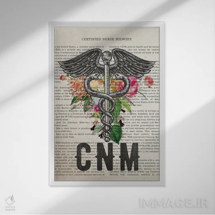تابلو ماما پرستار دارای گواهی (CNM) همراه با گلها اثر پیکسل کهنه (استودیو/نام هنری) - نمای قابدار سفید