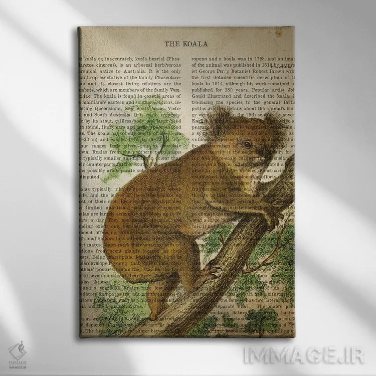 تابلو چاپ وینتیج کوآلا اثر پیکسل کهنه (استودیو/نام هنری) - نمای روبهرو روی دیوار
