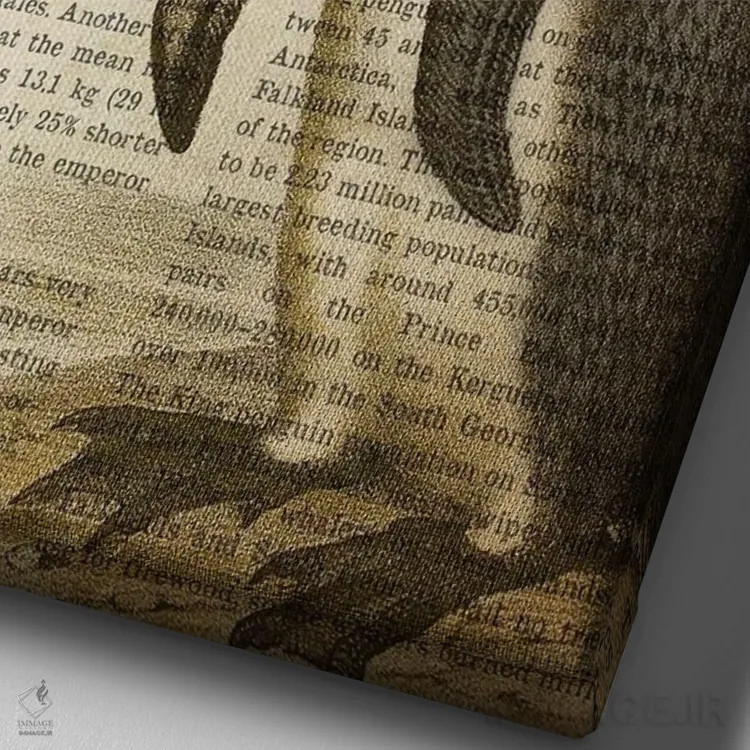 تابلو چاپ وینتیج پنگوئن اثر پیکسل کهنه (استودیو/نام هنری) - نمای نزدیک بافت بوم