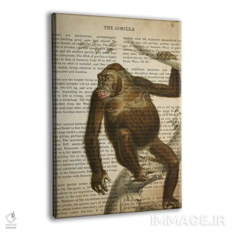 تابلو چاپ وینتیج گوریل اثر پیکسل کهنه (استودیو/نام هنری) - نمای پرسپکتیو محصول