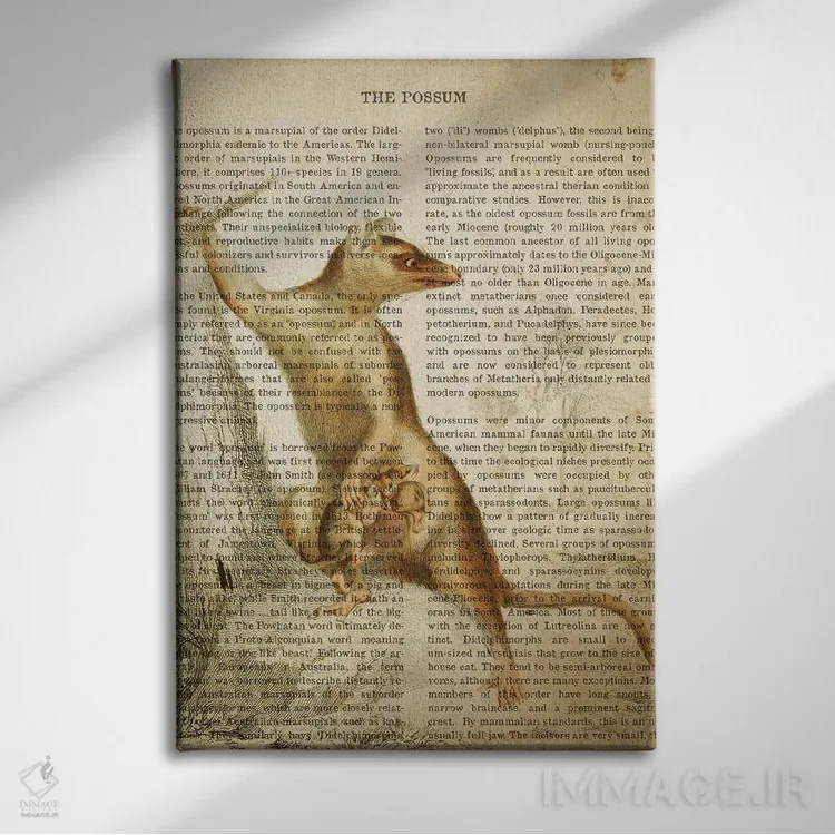 تابلو چاپ وینتیج پوزوم اثر پیکسل کهنه (استودیو/نام هنری) - نمای روبهرو روی دیوار