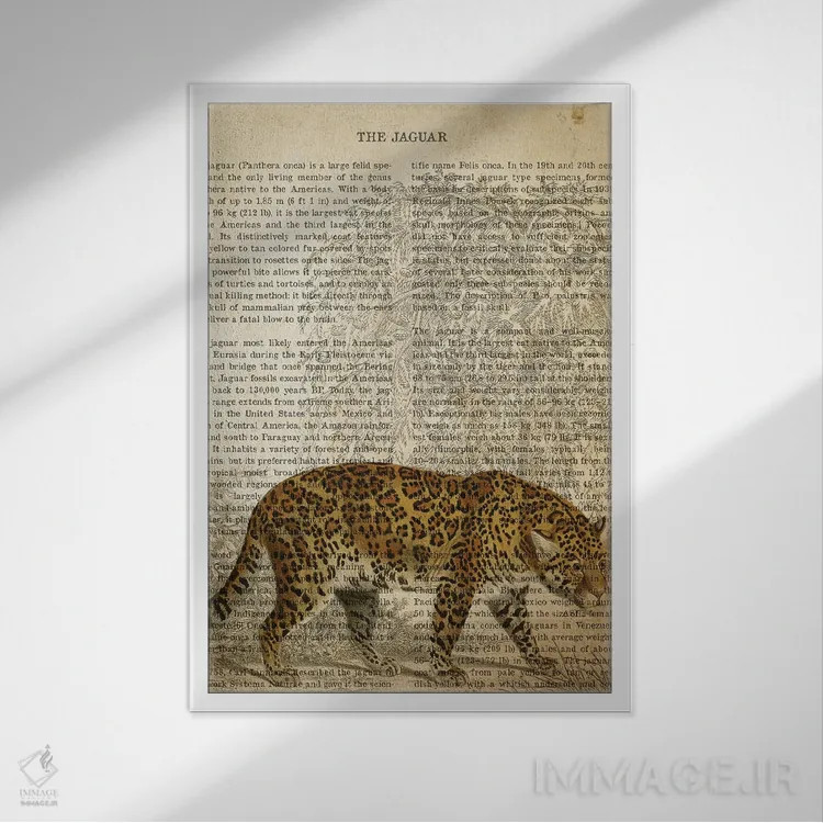 تابلو چاپ وینتیج جگوار اثر پیکسل کهنه (استودیو/نام هنری) - نمای قابدار سفید