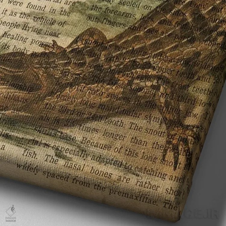 تابلو چاپ وینتیج گاویال (نوعی تمساح) اثر پیکسل کهنه (استودیو/نام هنری) - نمای نزدیک بافت بوم