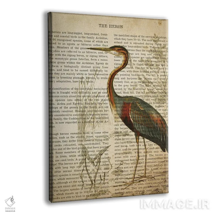 تابلو چاپ وینتیج حواصیل اثر پیکسل کهنه (استودیو/نام هنری) - نمای پرسپکتیو محصول