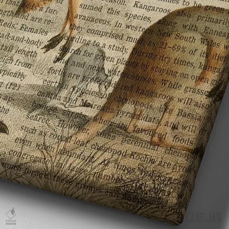 تابلو چاپ وینتیج کانگورو اثر پیکسل کهنه (استودیو/نام هنری) - نمای نزدیک بافت بوم