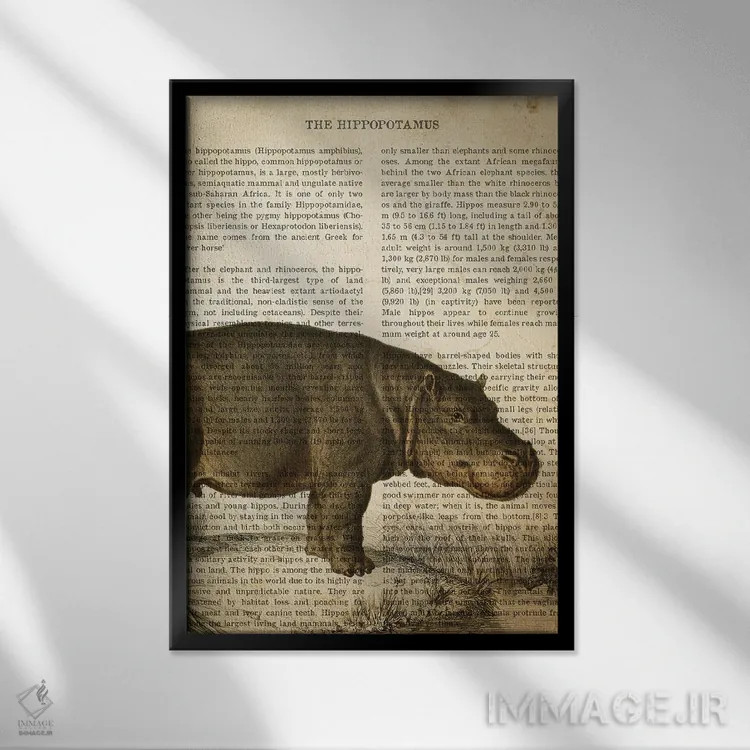 تابلو چاپ وینتیج اسب آبی اثر پیکسل کهنه (استودیو/نام هنری) - نمای قابدار مشکی