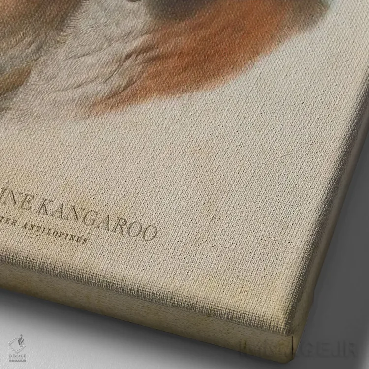 تابلو کانگوروی آنتیلوپ شکل (چاپ وینتیج) اثر پیکسل کهنه (استودیو/نام هنری) - نمای نزدیک بافت بوم