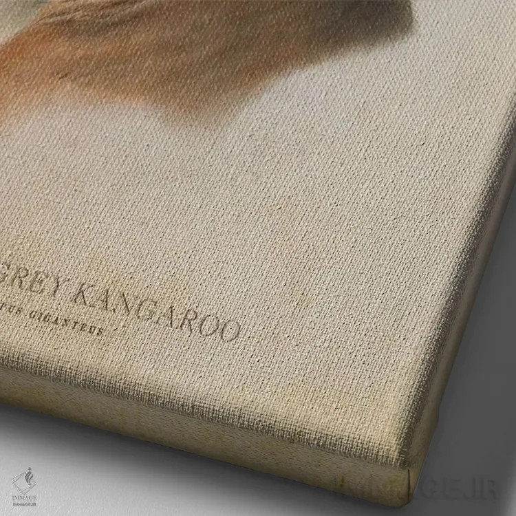 تابلو کانگوروی خاکستری شرقی (چاپ وینتیج) اثر پیکسل کهنه (استودیو/نام هنری) - نمای نزدیک بافت بوم