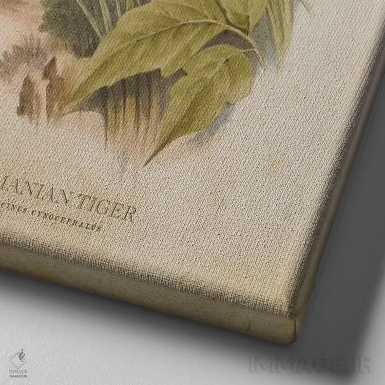 تابلو سر ببر تاسمانی (وینتیج) اثر پیکسل کهنه (استودیو/نام هنری) - نمای نزدیک بافت بوم