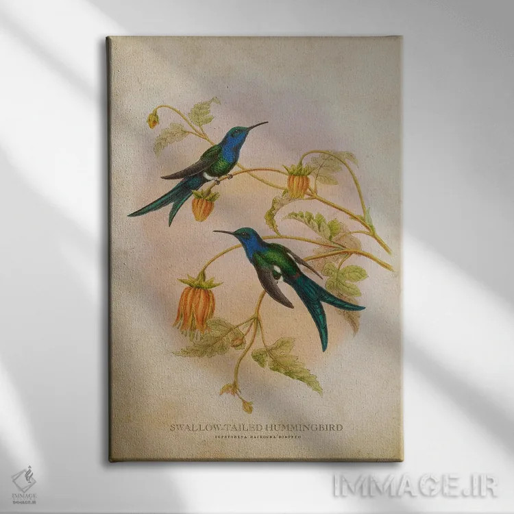 تابلو مرغ مگسخوار دمپرستوئی (وینتیج) اثر پیکسل کهنه (استودیو/نام هنری) - نمای روبهرو روی دیوار