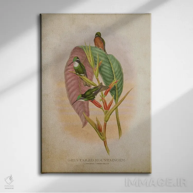 تابلو ماونتینگم دمخاکستری (وینتیج) اثر پیکسل کهنه (استودیو/نام هنری) - نمای روبهرو روی دیوار