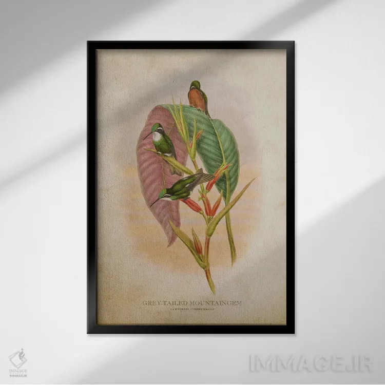 تابلو ماونتینگم دمخاکستری (وینتیج) اثر پیکسل کهنه (استودیو/نام هنری) - نمای قابدار مشکی