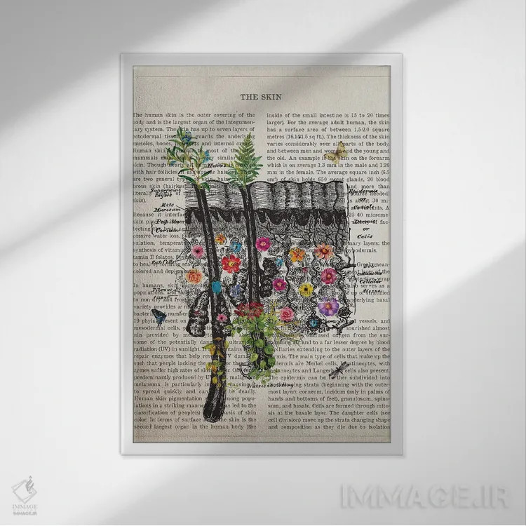 تابلو آناتومی پوست (به صورت گل) اثر پیکسل کهنه (استودیو/نام هنری) - نمای قابدار سفید