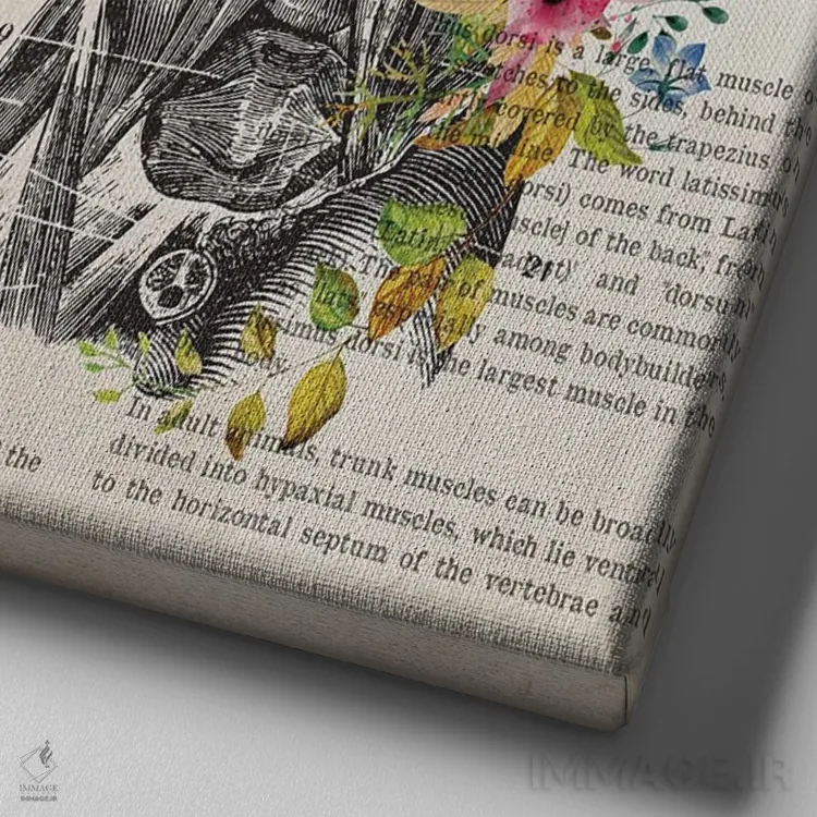 تابلو آناتومی عضلات تنه (به صورت گل) اثر پیکسل کهنه (استودیو/نام هنری) - نمای نزدیک بافت بوم