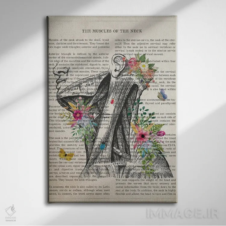 تابلو عضلات گردن آناتومی گل اثر پیکسل کهنه (استودیو/نام هنری) - نمای روبهرو روی دیوار