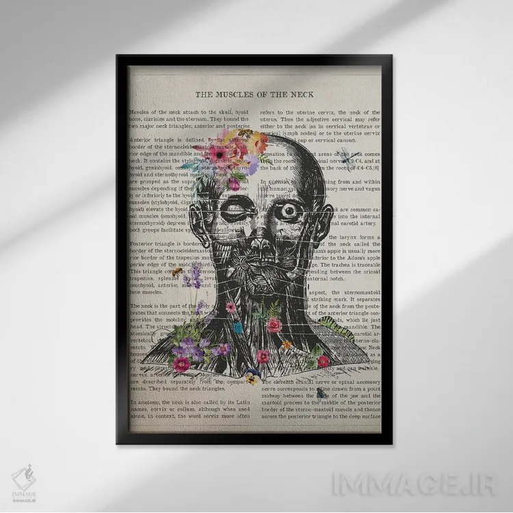تابلو عضلات گردن اثر پیکسل کهنه (استودیو/نام هنری) - نمای قابدار مشکی