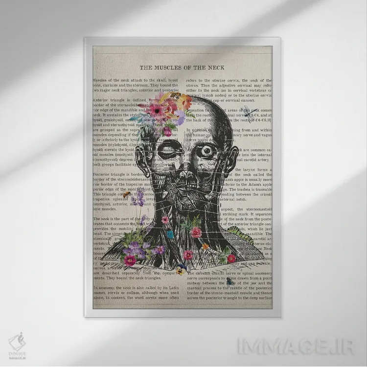 تابلو عضلات گردن اثر پیکسل کهنه (استودیو/نام هنری) - نمای قابدار سفید