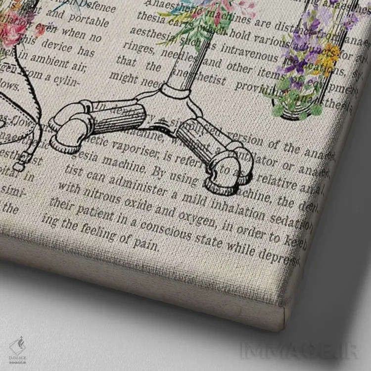 تابلو دستگاه بیهوشی گلها اثر پیکسل کهنه (استودیو/نام هنری) - نمای نزدیک بافت بوم