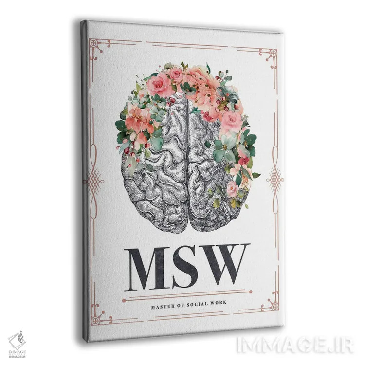 تابلو اماسدبلیو با گلها (معمولاً مخفف Master of Social Work؛ کارشناس ارشد مددکاری اجتماعی با گل) اثر پیکسل کهنه (استودیو/نام هنری) - نمای پرسپکتیو محصول