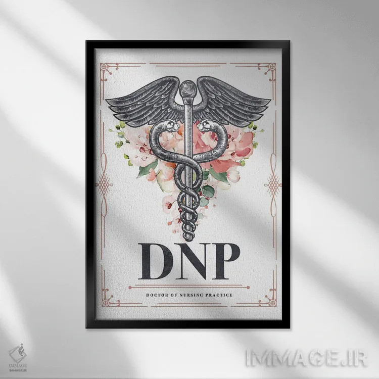 تابلو دیانپی با گلها (مخفف معمولاً برای Doctor of Nursing Practice؛ پزشک یا پرستار تخصصی دکترا) اثر پیکسل کهنه (استودیو/نام هنری) - نمای قابدار مشکی