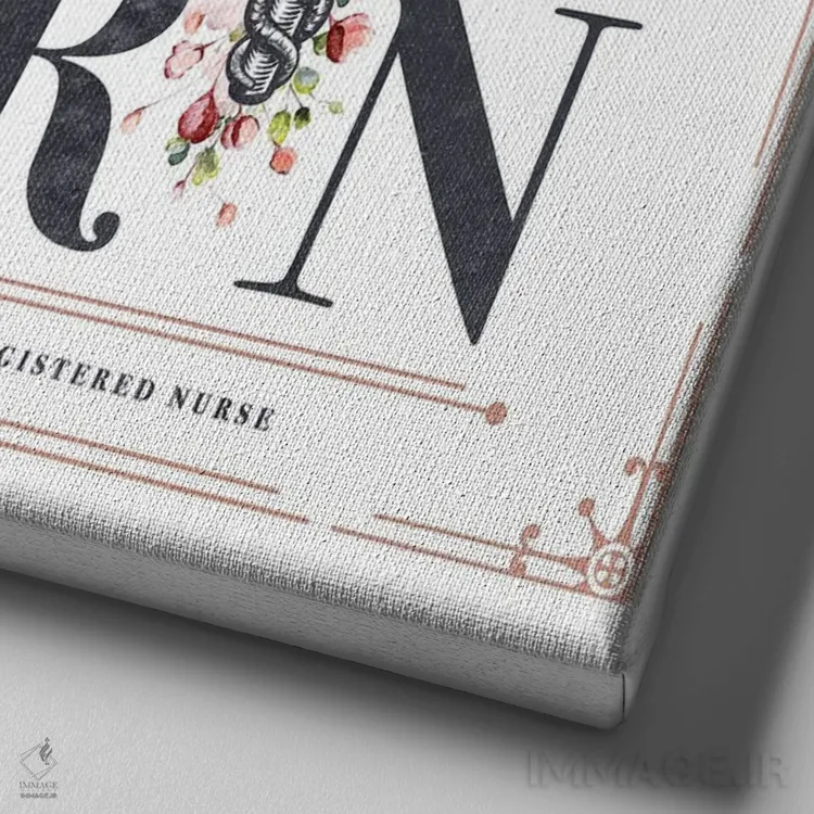 تابلو آران با گلها (پرستار ثبتشده Registered Nurse) اثر پیکسل کهنه (استودیو/نام هنری) - نمای نزدیک بافت بوم