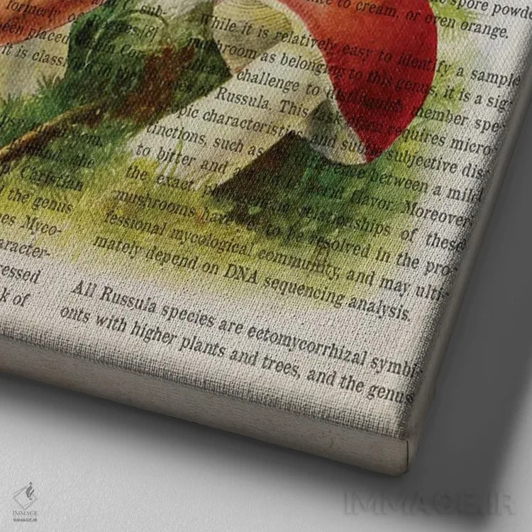 تابلو قارچ روسولا اثر پیکسل کهنه (استودیو/نام هنری) - نمای نزدیک بافت بوم