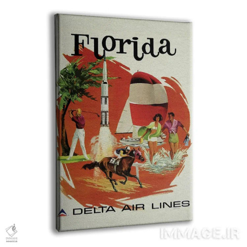 تابلو پوستر قدیمی فلوریدا (طرح وکتور) اثر آلساندرو دلا توره - نمای پرسپکتیو محصول