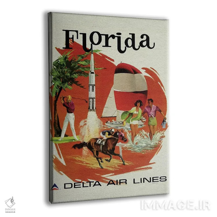 تابلو پوستر قدیمی فلوریدا (طرح وکتور) اثر آلساندرو دلا توره - نمای پرسپکتیو محصول