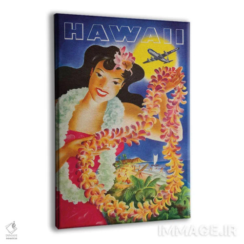 تابلو پوستر قدیمی سفر به هاوایی (طرح وکتور) اثر آلساندرو دلا توره - نمای پرسپکتیو محصول
