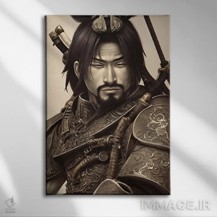 تابلو یک سامورایی سنتی ژاپنی اثر آلساندرو دلا توره - نمای روبهرو روی دیوار